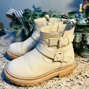 Cat& Jack  Sz 9 Toddler Cream  Girls Kids  Boots Zippers